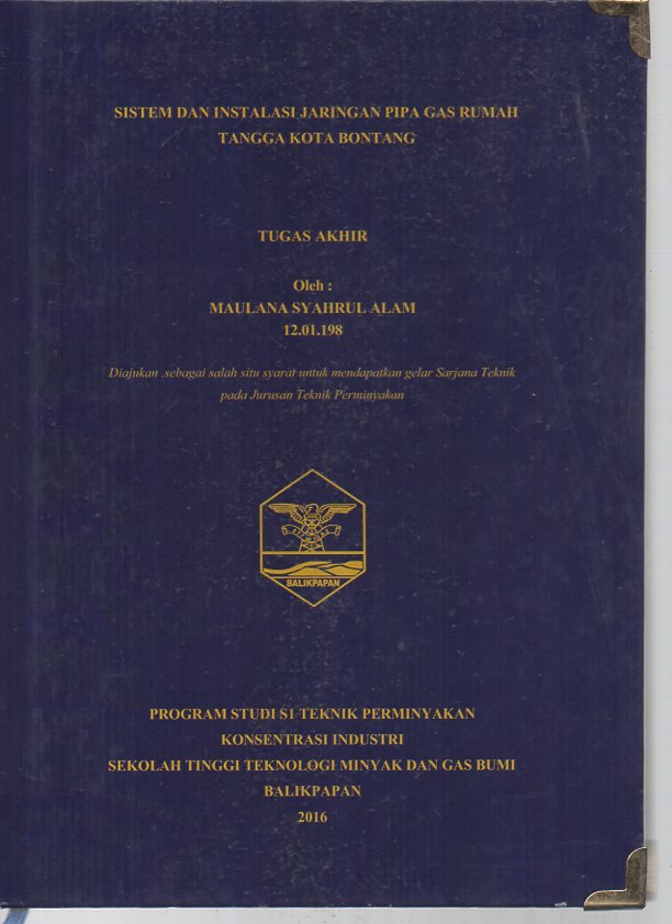 SISTEM DAN INSTALASI JARINGAN PIPA GAS RUMAH TANGGA KOTA BONTANG