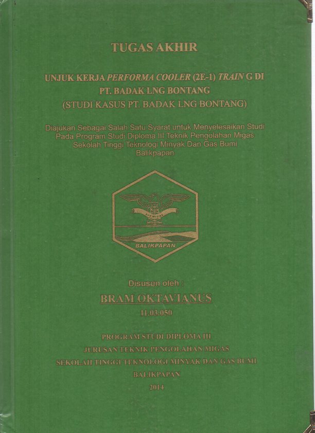 UNJUK KERJA PERFORMA COOLER (2E-1) TRAIN G DI PT. BADAK LNG BONTANG