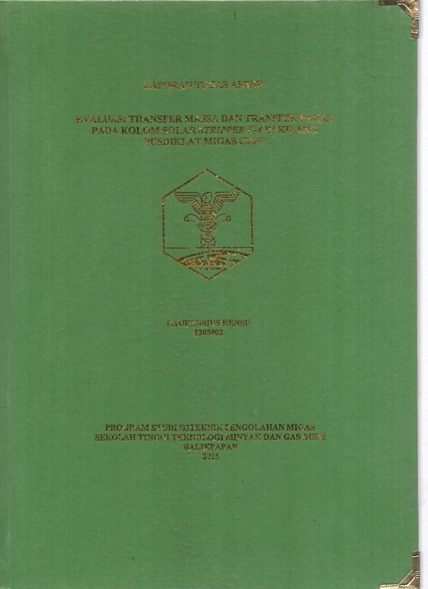 EVALUASI TRANSFER MASSA DAN TRANSFER PANAS PADA KOLOM SOLAR STIPPER C-4 DI KILANG PUSDIKLAT MIGAS CEPU