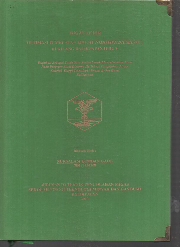 OPTIMASI PEMBUATAN ADO (AUTOMOTIVE DIESEL OIL) DI KILANG BALIKPAPAN II RU V